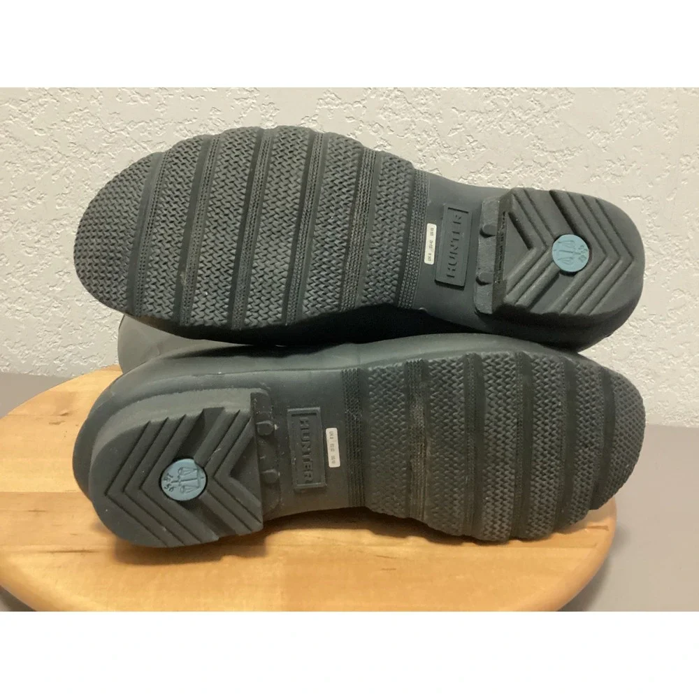 Hunter Original Short Rain Boots Women 10 Gray Matte Waterproof Rubber Buckle